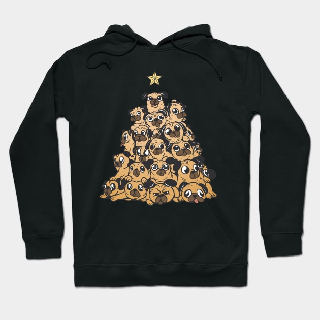 Funny Pug Christmas Tree Hoodie by Krishnansh W.